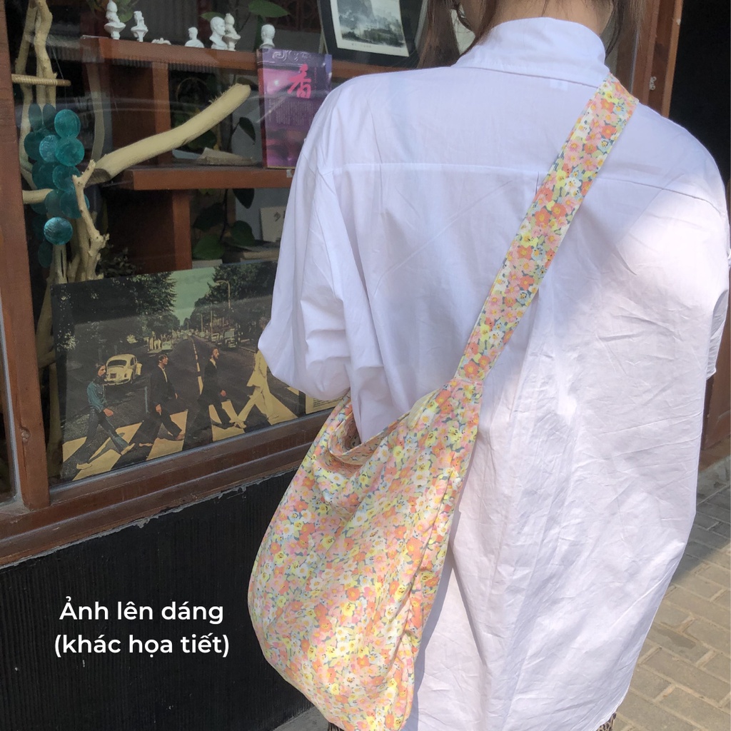 Túi đeo chéo tote, đeo vai, túi xách hoa nhí bigsize floral cỡ lớn màu hồng đáng yêu lolita - Baby Pastel