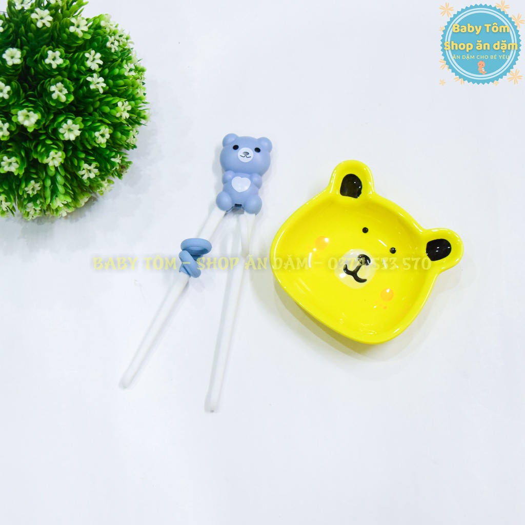 Đũa tập gắp xỏ ngón hình con vật cho bé ăn dặm NPP Baby Tôm