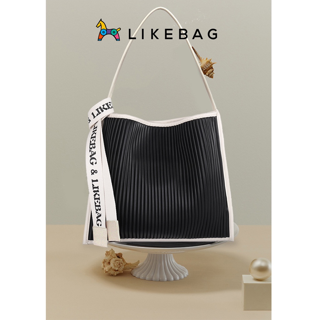 Túi xách nữ đeo vai LIKEBAG kẻ sọc thiết kế co giãn thời trang 219DJ6863 - LIBAGI