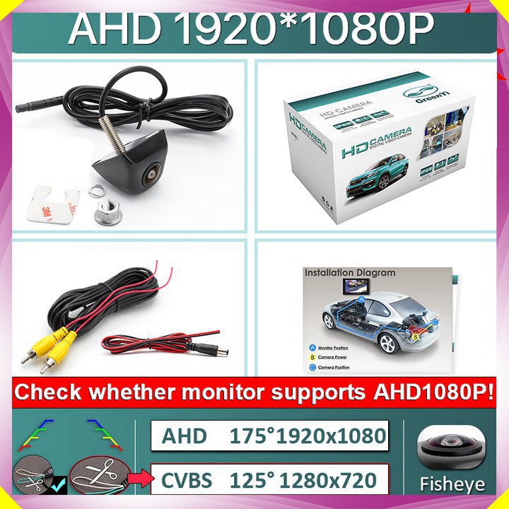 Camera lùi AHD 1080P độ nét cao dùng cho màn hình ô tô - Công nghệ cảm biến quang học - Góc quay rộng: 170 độ