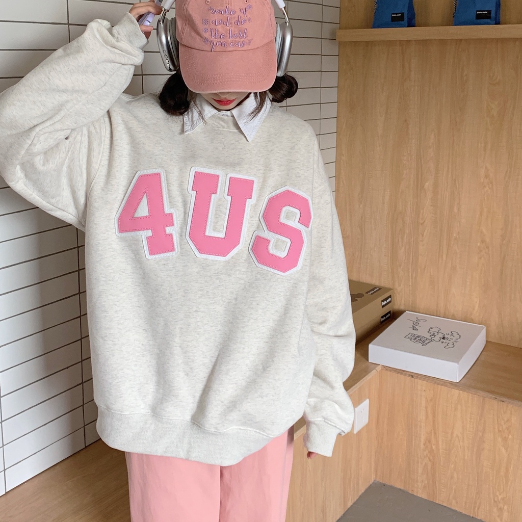 Áo thun nữ SUXI dài tay cổ tròn in chữ thời trang