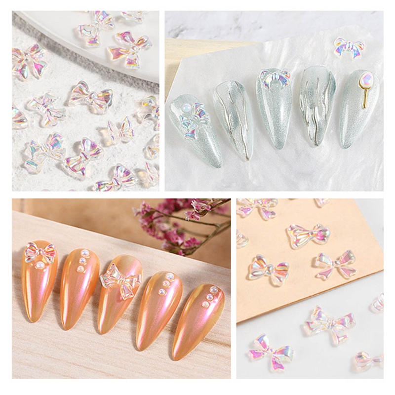 [Hàng mới về] Set 30 Phụ Kiện Trang Trí Móng Tay Hình Nơ 3d Bằng Nhựa Resin Nhiều Màu Dành Cho Nữ