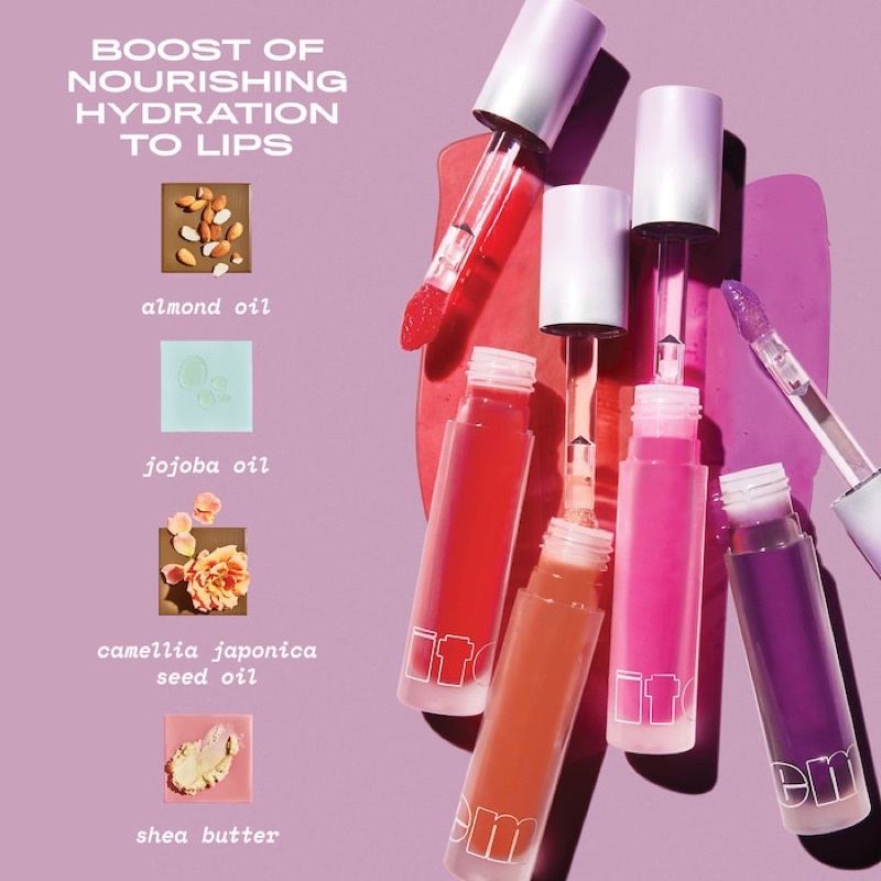 Son bóng có dưỡng ITEM BEAUTY BY ADDISON RAE Lip Quip Moisturizing Lip Oil màu Inna Jam, Come thru