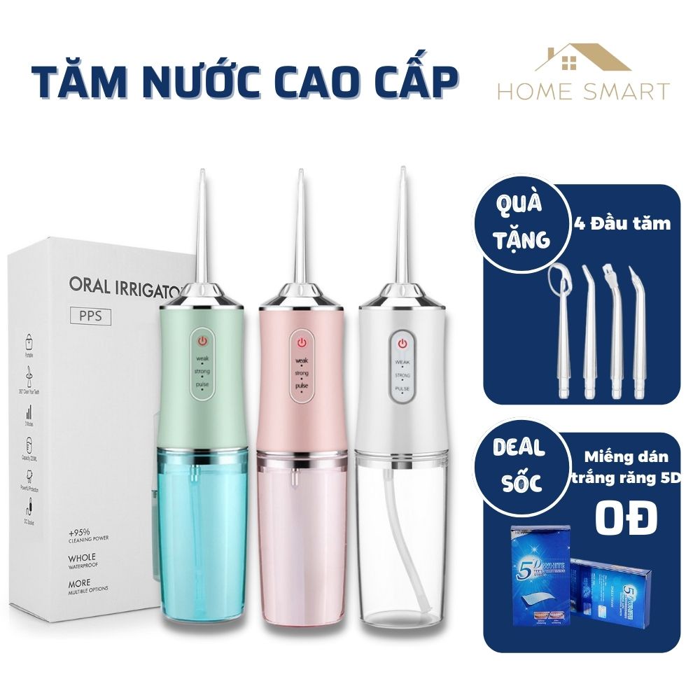 Máy tăm nước cầm tay Oral Irrigator - Làm sạch tuyệt đối thức ăn dư do Niềng răng | Cầu răng sứ | Công nghệ Châu Âu