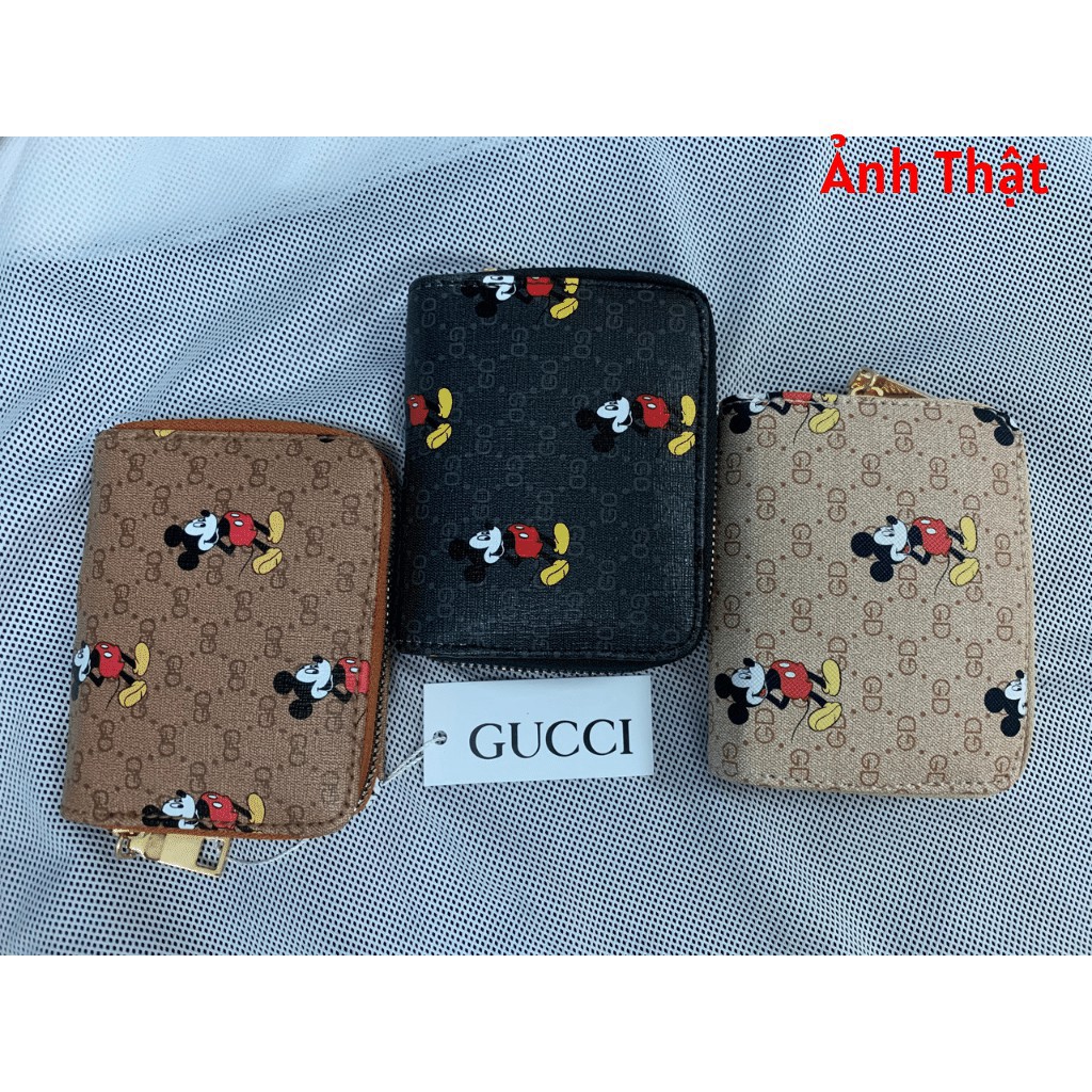 Ví Mini Cầm Tay Nữ In Hình Mickey 3 Màu Hot Nhất Năm Nhiều Ngăn Tiện Dụng