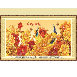 [SALE OFF] Tranh thêu chữ thập Hoa khai phú quý