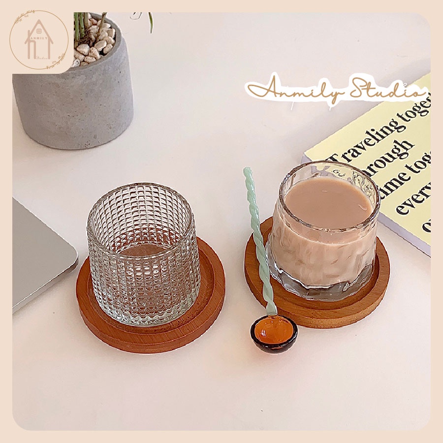 Ly thủy tinh chịu nhiệt đế lồi Anmily cao cấp, ly rượu thủy tinh có họa tiết độc đáo hiện đại trang trí đẹp.