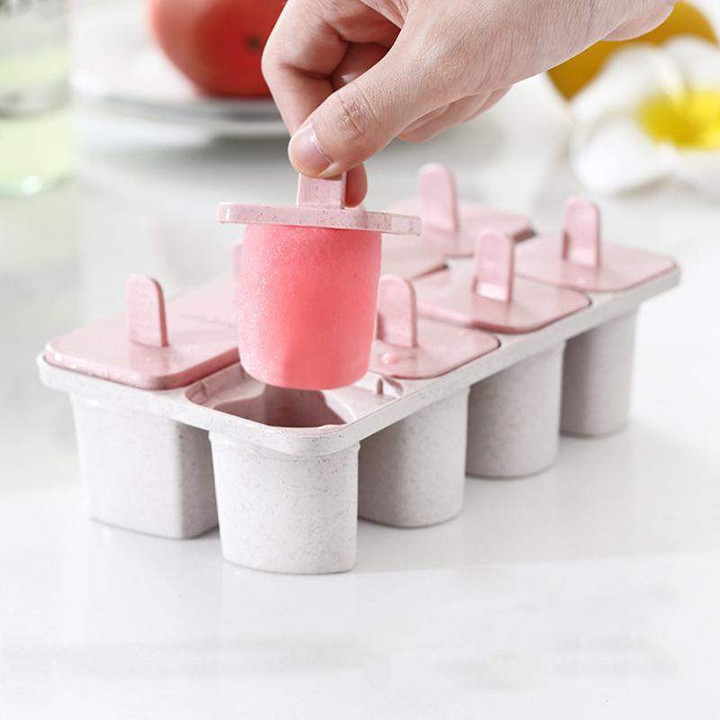 Khuôn làm kem 8 que nhựa lúa mạch cao cấp