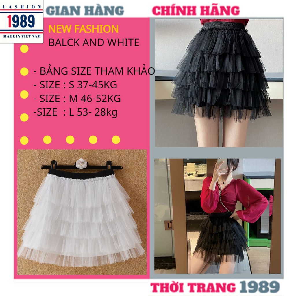 (video ảnh thât) Chân váy ngắn tầng chất voan lưới tầng có quần lót trong phong cách vintage - ulzzang  thời trang1989