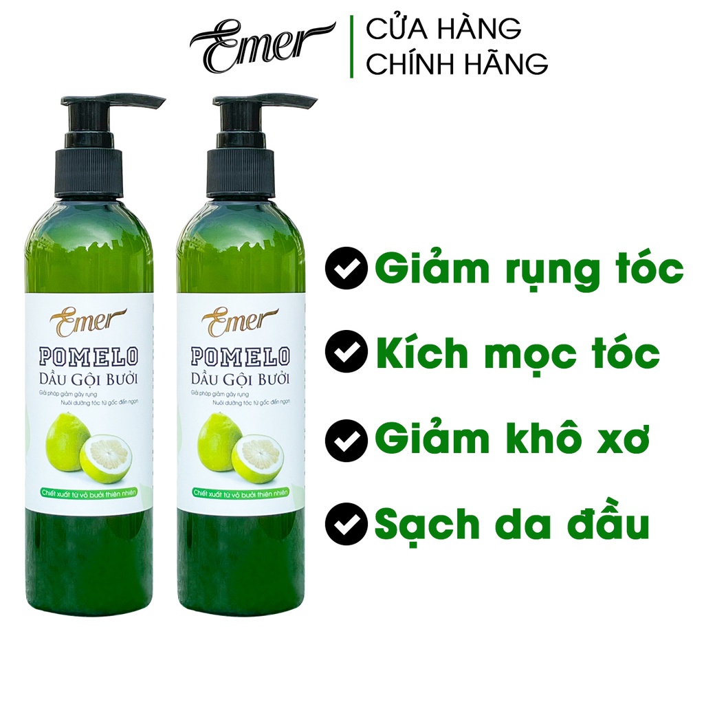 Bộ 2 chai dầu gội bưởi kích mọc tóc tinh dầu pomelo Emer Garin 300ml x2 hết rụng