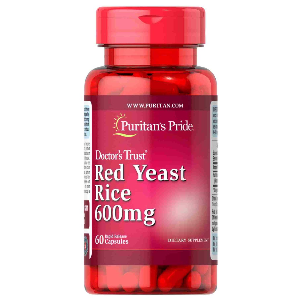 Gạo lứt đỏ - Red Yeast Rice 600 mg Giảm colesteron Red Yeast Rice 600mg - Puritan's Pride của Mỹ