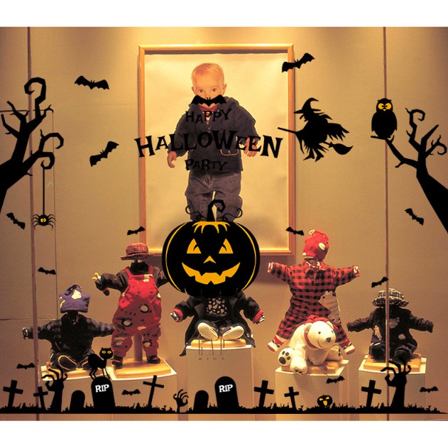 Decal trang trí tường - Halloween Bí Đỏ kinh Dị