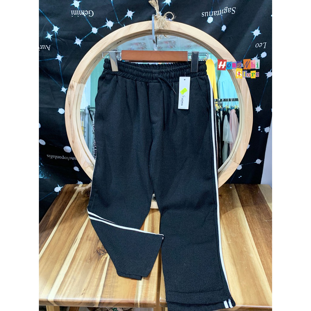 QUẦN BAGGY 2 SỌC XẮN LAI LƯNG THUN 9 TẤC
