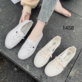 Giầy slipon trắng, giầy bệt nữ màu trắng, kem hot hit 2021 - Changchang store