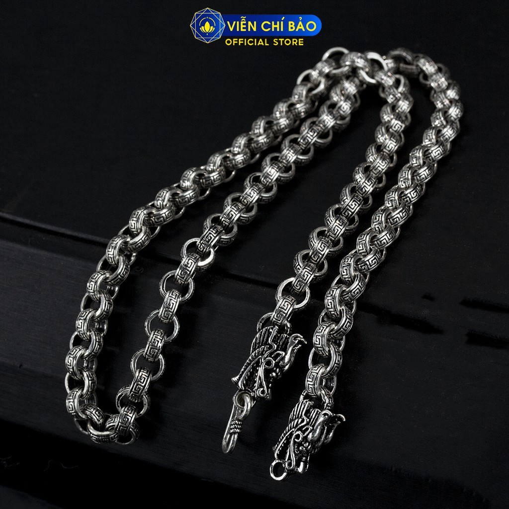 Dây chuyền bạc nam VIỄN CHÍ BẢO họa tiết cá tính 8mm chất liệu bạc thái D100021