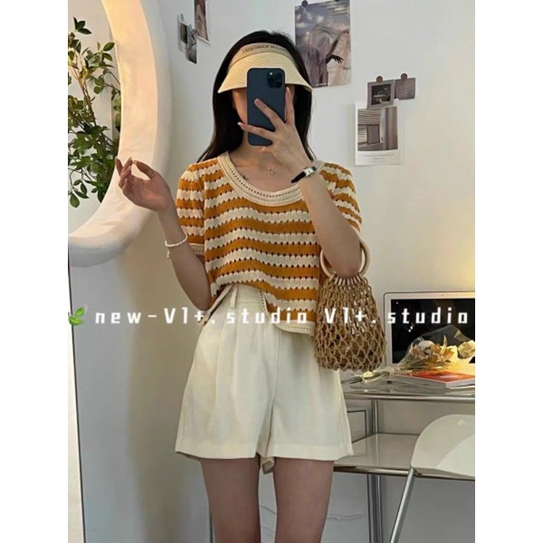 Áo len lưới kẻ ngang hàng QC