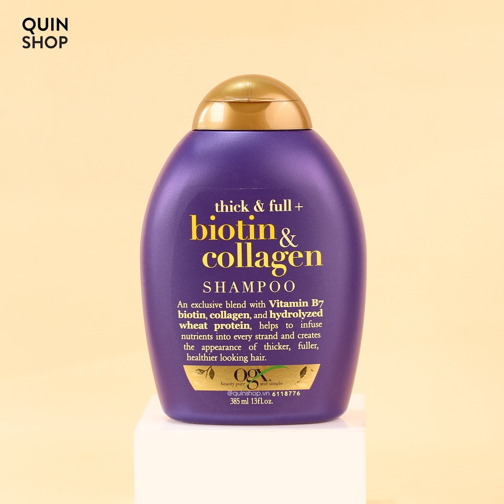 Cặp Gội - Xả Ngăn Rụng Tóc OGX Thick &amp; Full Organix Biotin &amp; Collagen