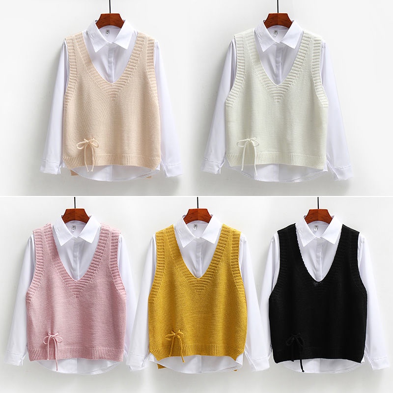 Set Áo Len Không Tay Và Áo Sơ Mi Dài Tay Phong Cách Hàn Quốc Dành Cho Nữ 520.vn | BigBuy360 - bigbuy360.vn