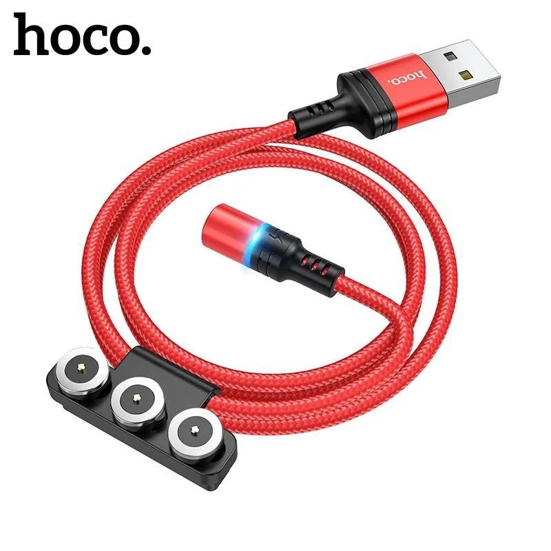 Cáp sạc nhanh 2A nam châm Hoco DU03 thay 3 đầu Lightning/Micro/Type-C dài 1m tương thích với tất cả thiết bị