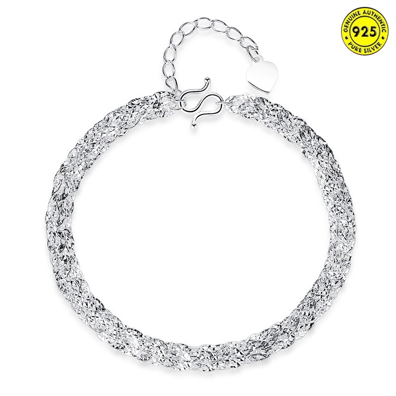 Vòng Tay Bạc S925 Họa Tiết Hình Học Đơn Giản Phong Cách Retro Thời Trang Cho Nữ