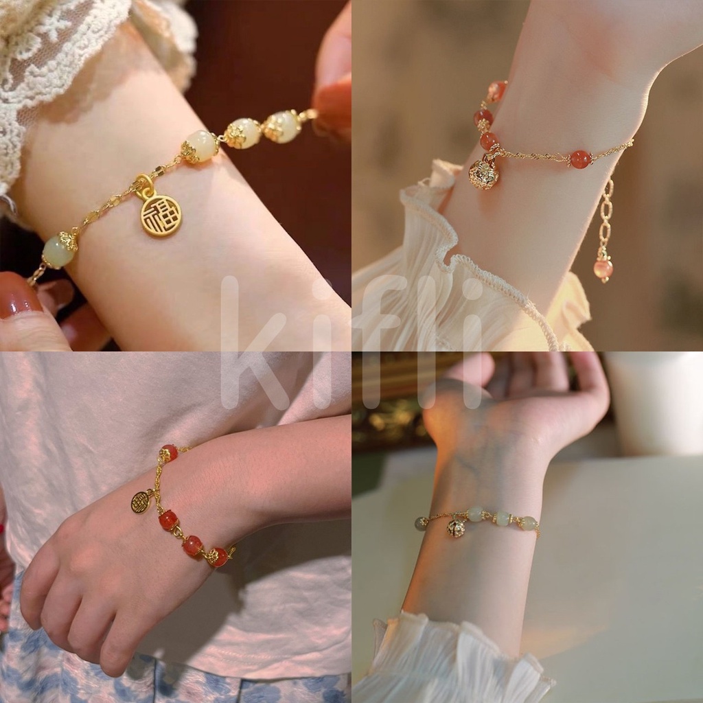 【Kifli】Vòng Tay Mặt Chuông Vàng Thiết Kế Đặc Biệt Phong Cách Truyền Thống Bạn Thân