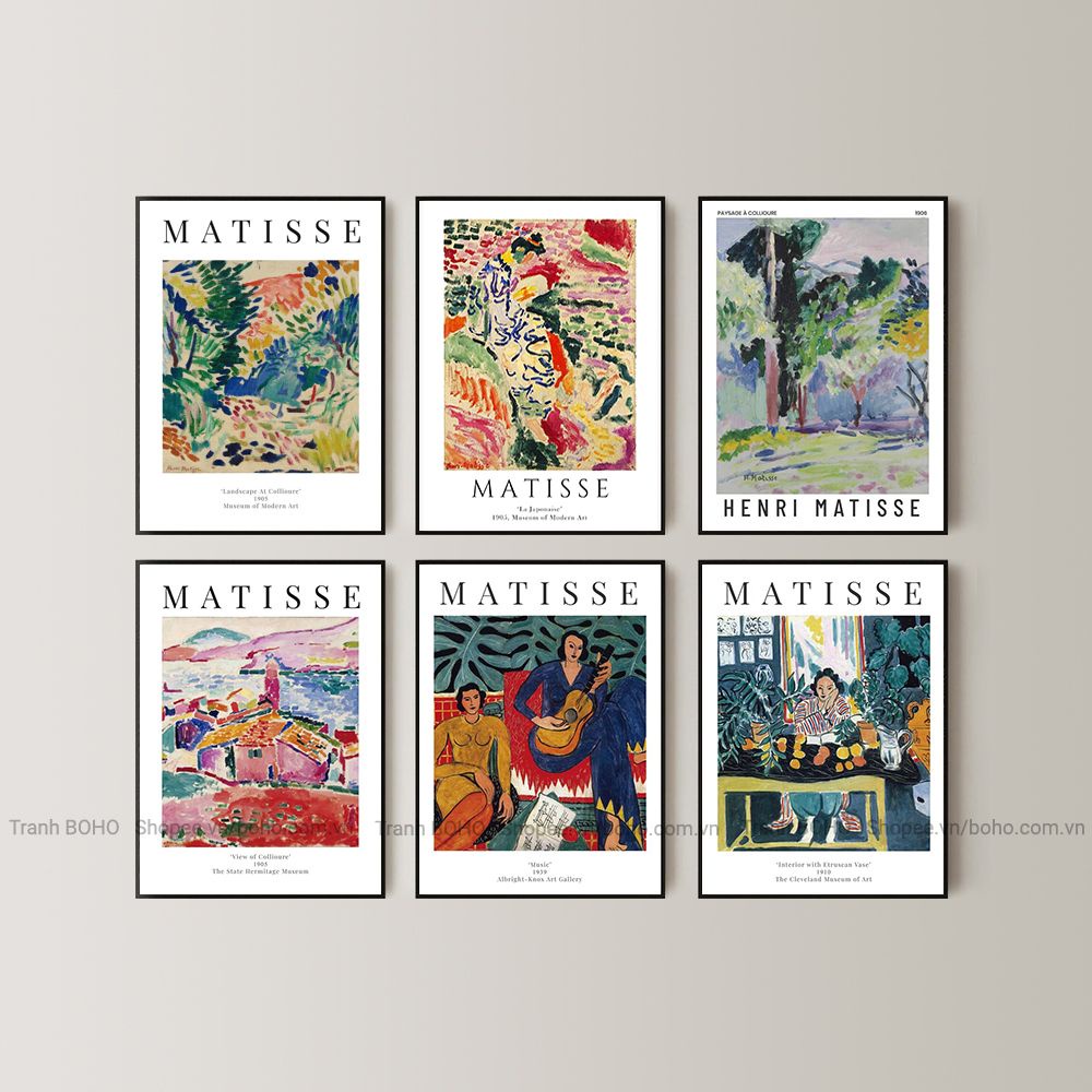 06 mẫu tranh MATISSE size 50*70cm - Tranh canvas treo tường decor quán cafe, căn hộ chung cư hiện đại