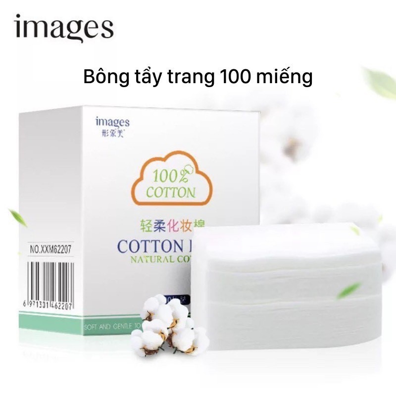 Bông tẩy trang cotton hộp 100 miếng mềm mịn