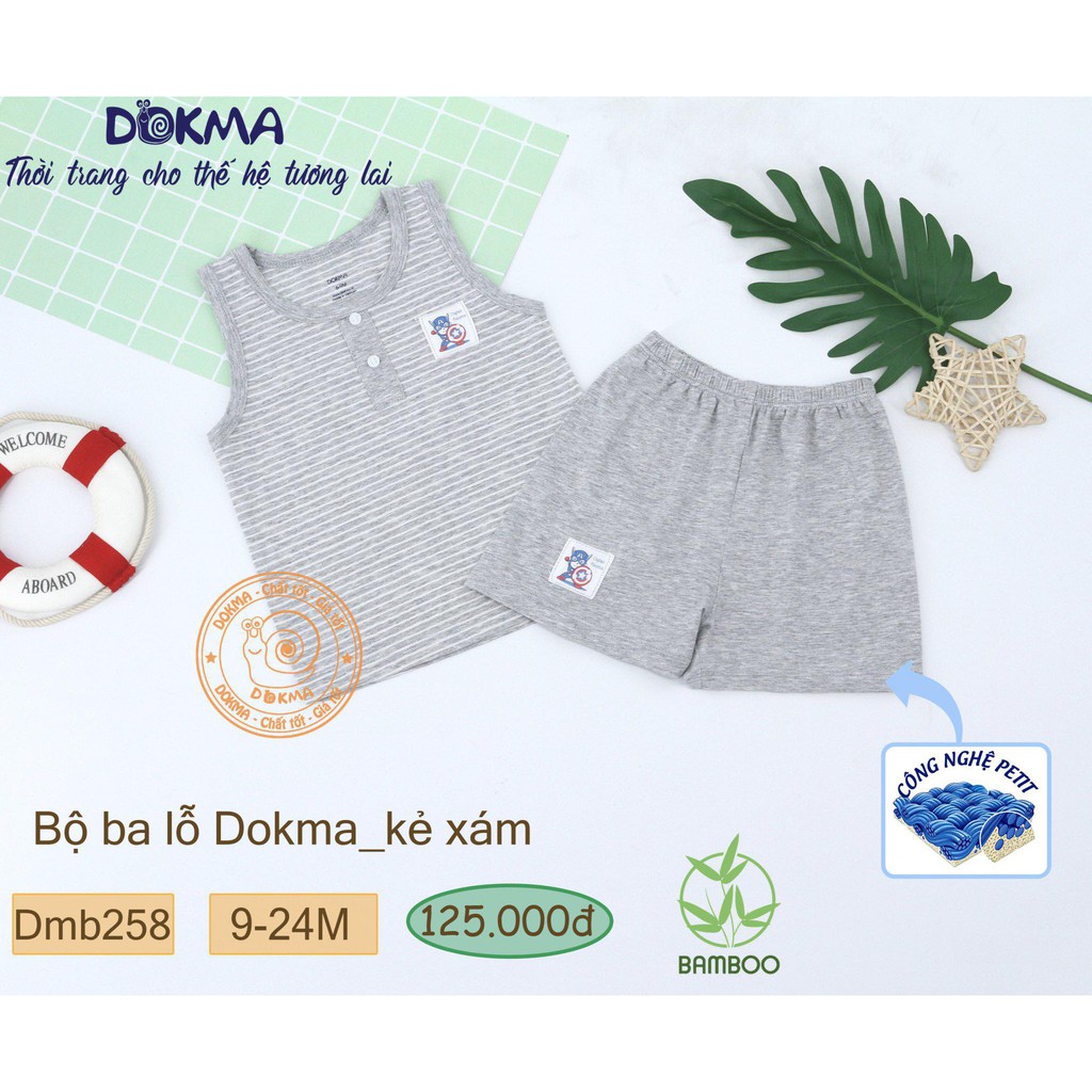 (6-24m) Bộ ba lỗ / bộ sát nách vải bamboo sợi tre kiểu dáng năng động cho bé - DOKMA