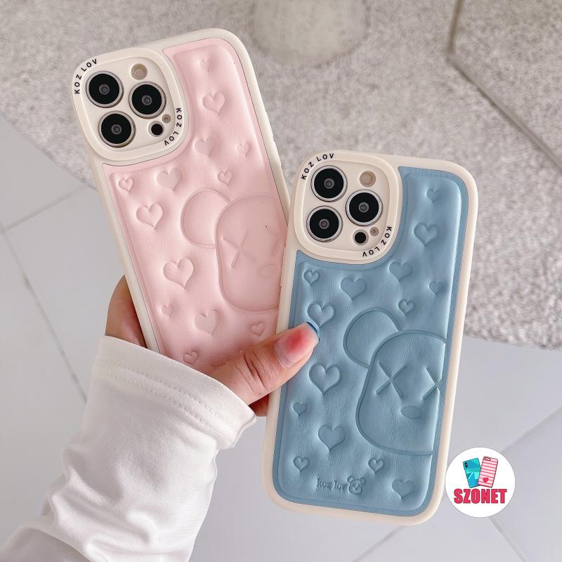 Ốp Điện Thoại Da Silicon Mềm Dập Nổi Hình Gấu Chống Sốc Thời Trang Cho iPhone 13 12 11 Pro Max XS XR X 8 7 Plus + SE 2020