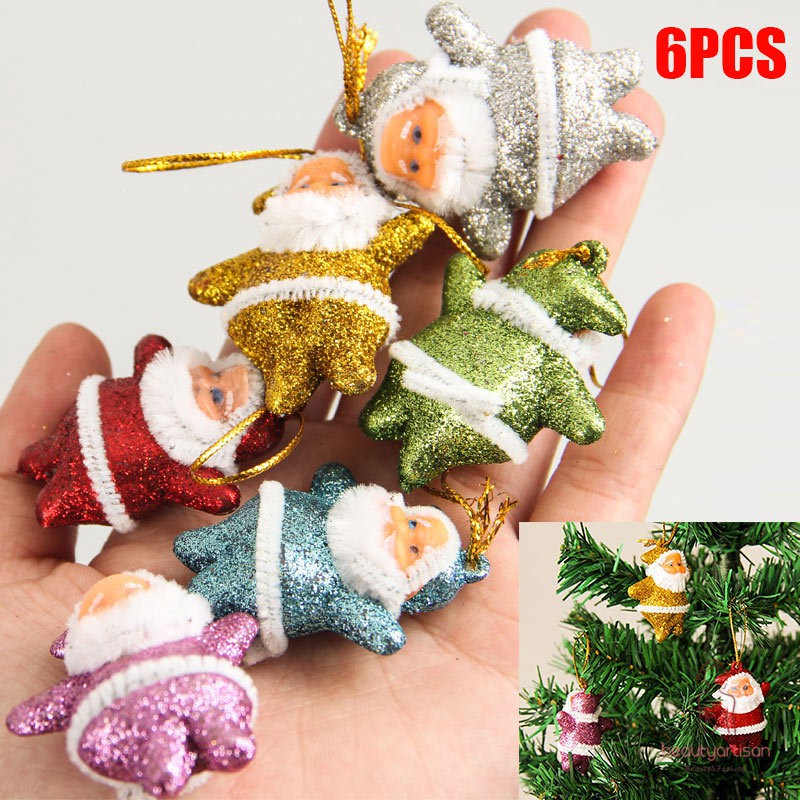 Set 6 búp bê có dây treo hình ông già noel dùng trang trí độc đáo