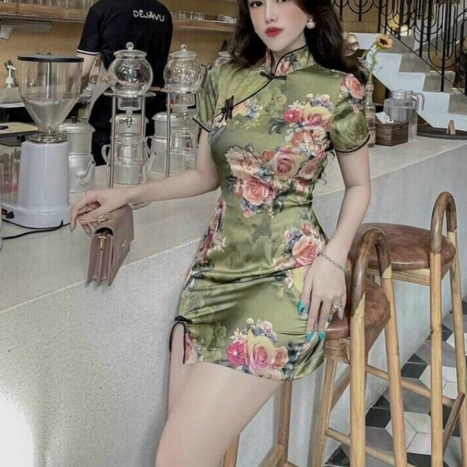 SƯỜN XÁM CÁCH TÂN XẺ TÀ (ĐẦM BODY NỮ) HỌA TIÊT HOA TƯƠI XINH FREE STYLE DN0040 HCM