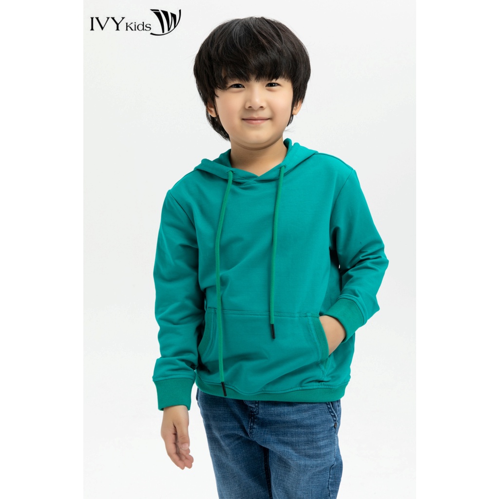 Áo hoodie trơn bé trai IVY moda MS 59K1185
