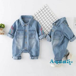 Bộ áo liền quần vải jeans đáng yêu cho bé