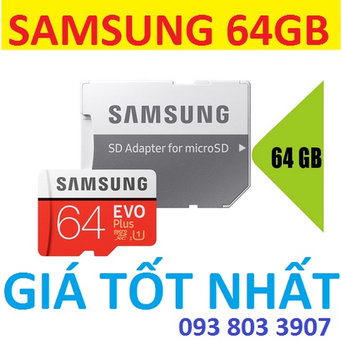 Thẻ Nhớ MicroSDXC Samsung EVO Plus U1 64GB 100MB/s MB-MC64H - GIÁ SỈ THẺ SAMSUNG
