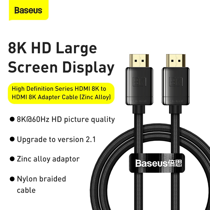Cáp Baseus chuyển đổi HDMI 8K sang HDMI 8K Series độ nét cao chất liệu hợp kim kẽm