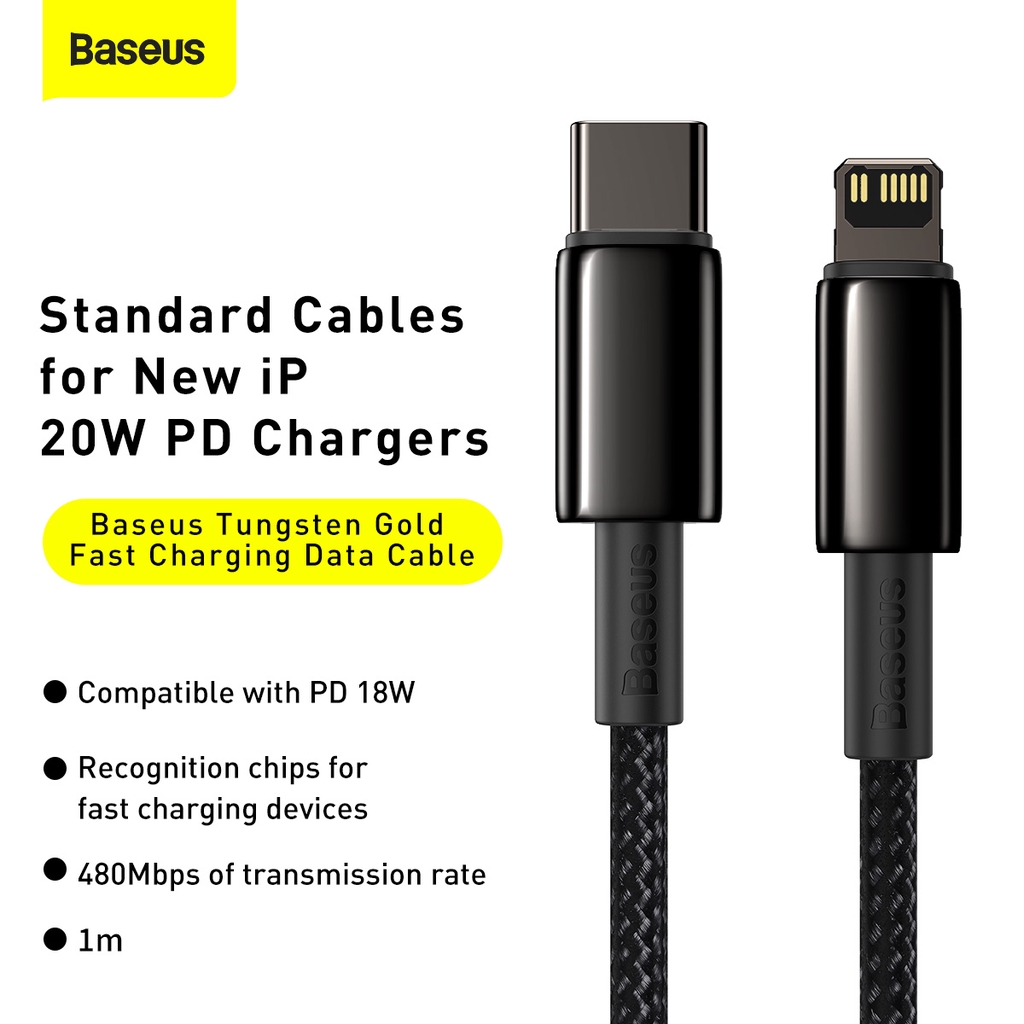 Cáp điện thoại Iphone PD 20W USB Type C to Lightning - Baseus Tungsten Gold Fast Charging Data Cable