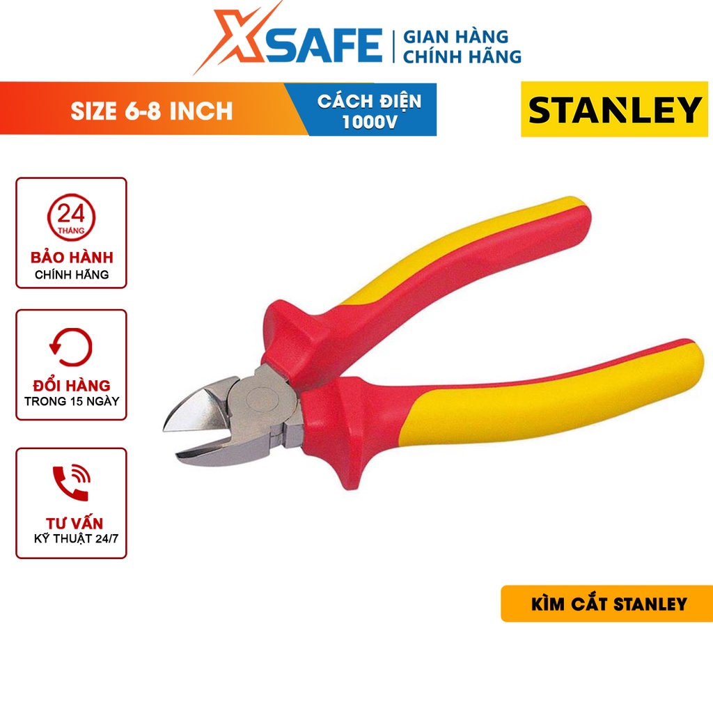 Kềm cắt VDE STANLEY bọc nhựa cách điện 1000 volt chuyên dụng Kìm VDE Stanley kim loại cao cấp, nhỏ gọn, linh hoạt