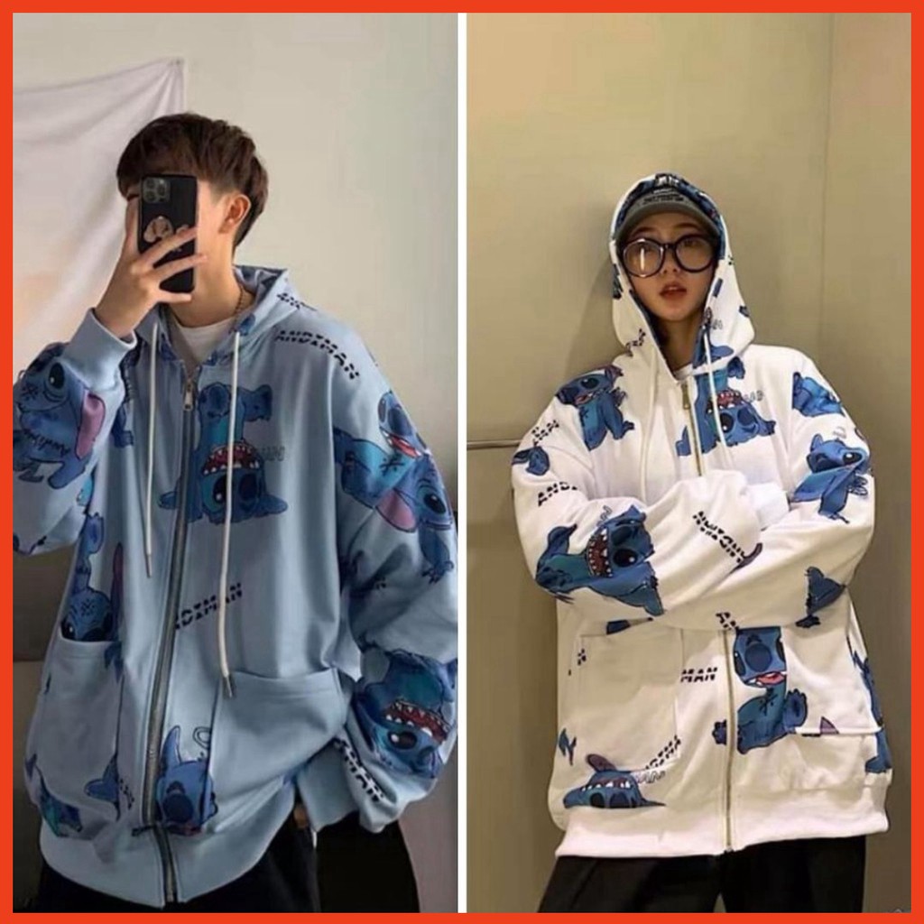 🌈𝗡𝗘𝗪 𝗔𝗥𝗥𝗜𝗩𝗔𝗟💢 Áo Khoác Nỉ Oversize Hình Stitch Xanh Siêu Xinh Dáng Rộng Unisex | BigBuy360 - bigbuy360.vn