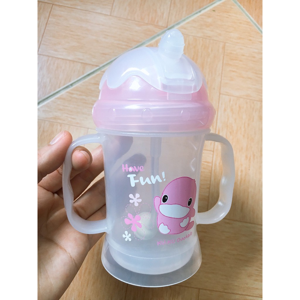 Bình tập uống chống sặc cho bé ống hút silicone có tay cầm nhựa PES kuku ku5462 220ml