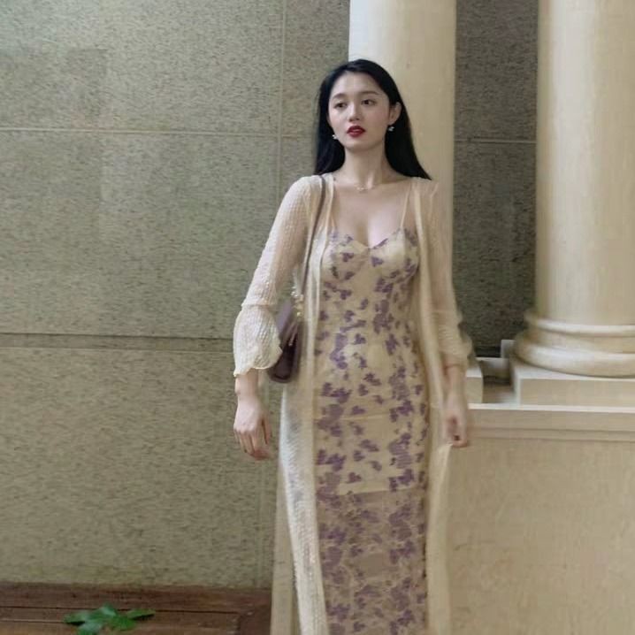 ◆✴❖Mùa hè 2020 hoa cà và da bướm nếu đông mỡ, nhẹ nhàng mềm mại váy dài sling dress nàng tiên cá [đăng ngày