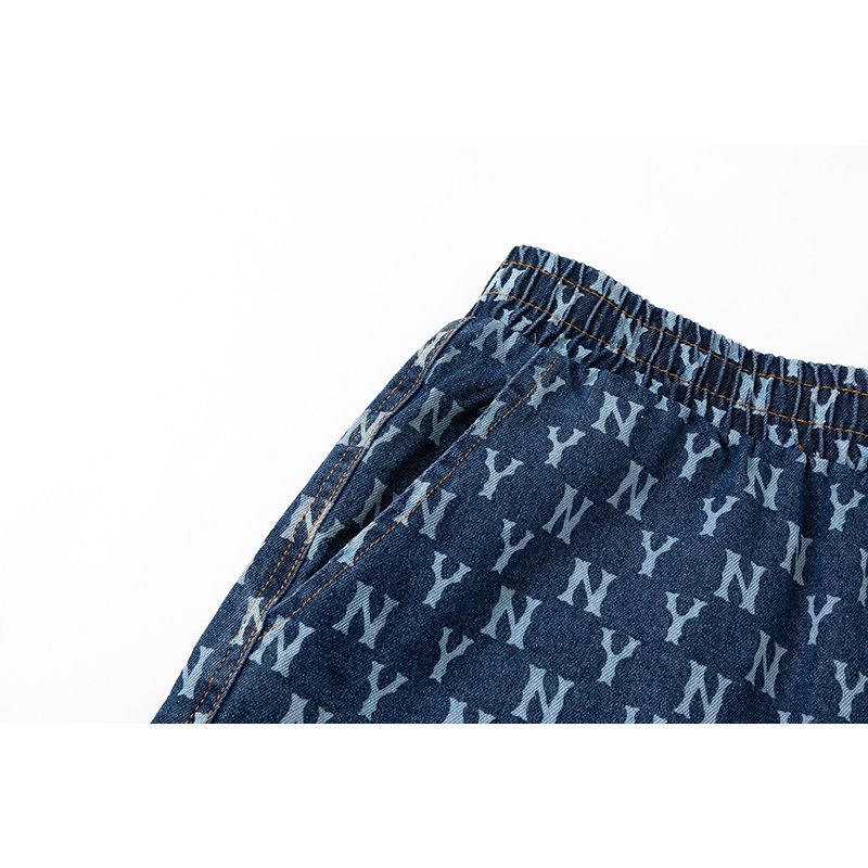 ❤❀  ❤ Quần Short Cotton Dáng Rộng Thêu Chữ MLB NY Thời Trang Đường Phố Mới Unisex