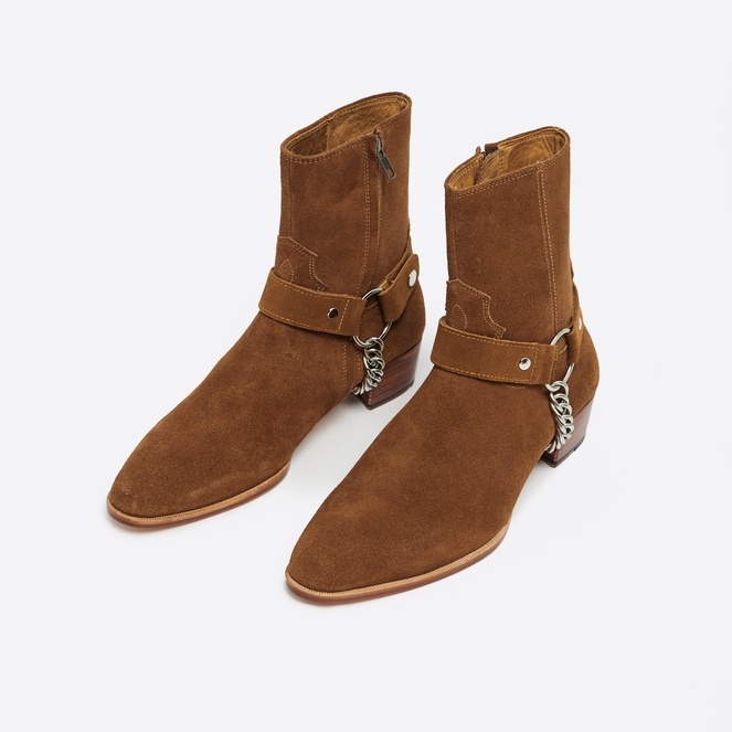 Giày Boots Nam TARMOR Màu Nâu Da Lộn Kèm Phụ Kiện Harness Chain Boots In Tobacco Suede