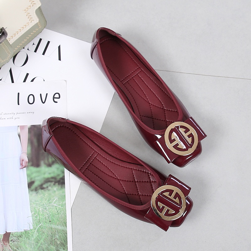 Giày Búp Bê Mũi Vuông Đế Bằng plus size 35-44