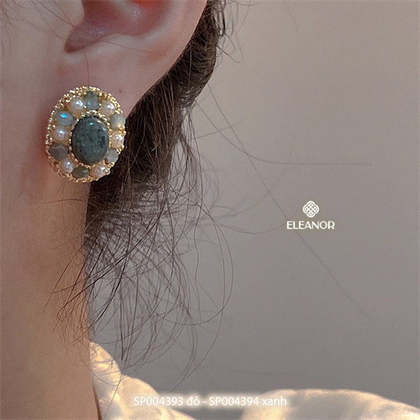 Bông tai nữ đính đá màu Eleanor Accessories chuôi bạc 925 phụ kiện trang sức cổ điển