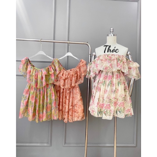 Váy tơ bèo trễ vai