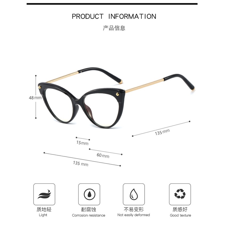 Mã  Mắt Mèo Đơn Giản Thời Trang Đường Phố Âu Mỹ TR90 Cho Nam Nữ