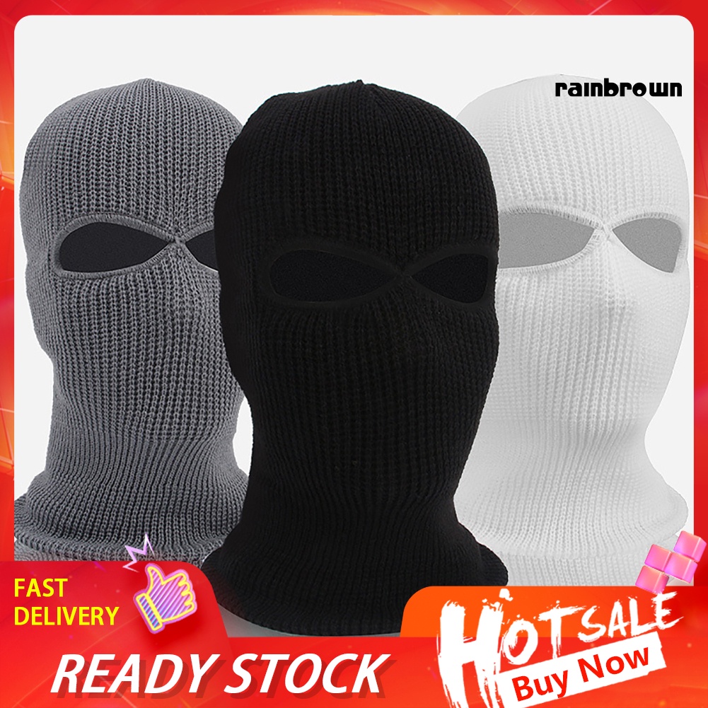 Mũ trùm đầu Balaclava kín mặt với 2 lỗ cho mắt kiểu quân đội chiến thuật giữ ấm mùa đông để trượt tuyết đi xe đạp RXHW