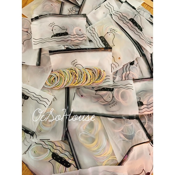 Set 100 dây buộc tóc kèm túi zip