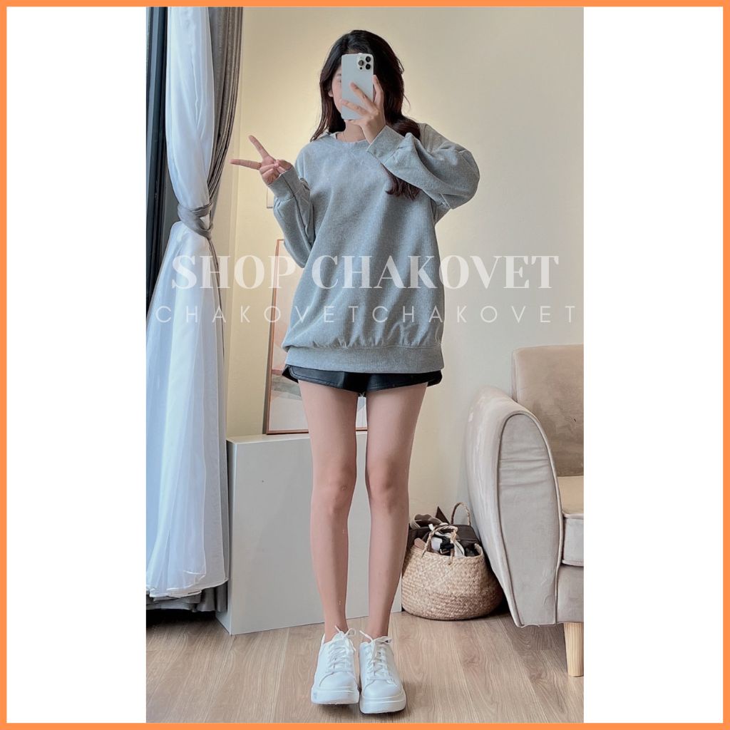 Áo Sweater trơn dài tay nữ Unisex ❤️ A8457 Áo nỉ da cá Form rộng Basic phong cách Ulzzang Hàn Quốc nhiều màu cực xinh ❤️