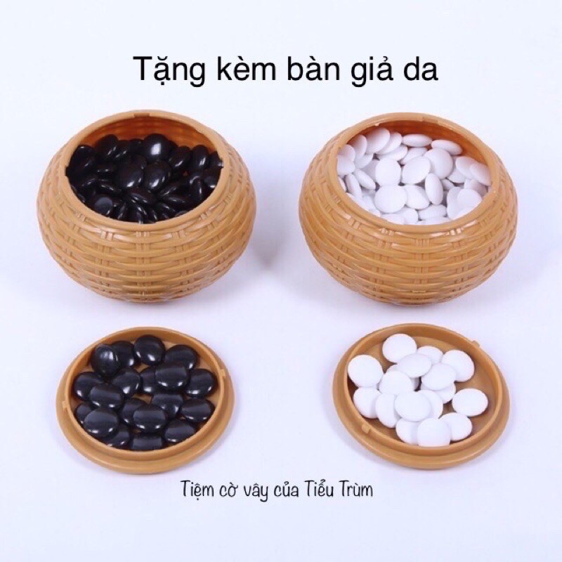 Combo Bộ Cờ Vây Melamine Hai Mặt Cong Bàn Giả Da